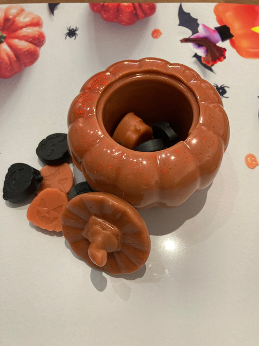 Wax pumpkin with mini pumpkins